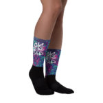 Model wearing OTBS Trippy Winter Socks - Side B