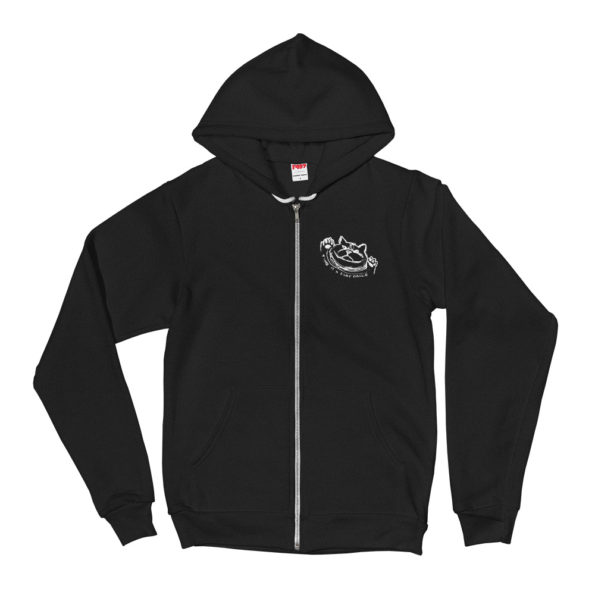 SAKE MENSE - Black AA zipper hoodie - Front